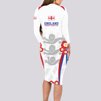 England Women Football Long Sleeve Bodycon Dress Three Lions Go World Cup 2023 - Wonder Print Shop