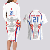 Custom England Women Football Couples Matching Long Sleeve Bodycon Dress and Hawaiian Shirt Three Lions Go World Cup 2023 LT9 - Wonder Print Shop