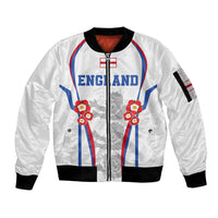 Custom England Women Football Sleeve Zip Bomber Jacket Three Lions Go World Cup 2023 - Wonder Print Shop