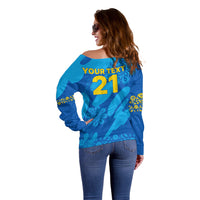 Custom Sweden Women Football Off Shoulder Sweater Blagult World Cup 2023 - Wonder Print Shop