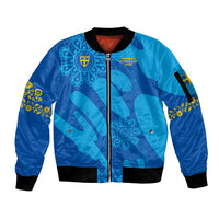 Custom Sweden Women Football Sleeve Zip Bomber Jacket Blagult World Cup 2023 - Wonder Print Shop