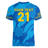 Custom Sweden Women Football Women V Neck T Shirt Blagult World Cup 2023 - Wonder Print Shop