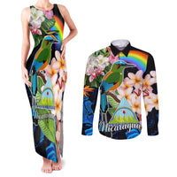 Nicaragua Couples Matching Tank Maxi Dress and Long Sleeve Button Shirts Guardabarranco and Beauty Sacuanjoche Sprit LT9 - Wonder Print Shop