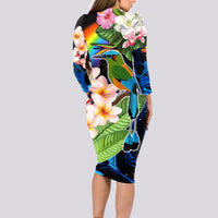 Nicaragua Long Sleeve Bodycon Dress Guardabarranco and Beauty Sacuanjoche Sprit - Wonder Print Shop