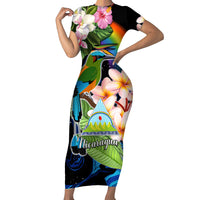 Nicaragua Short Sleeve Bodycon Dress Guardabarranco and Beauty Sacuanjoche Sprit - Wonder Print Shop
