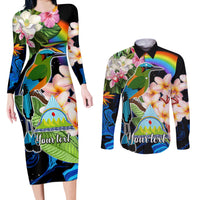 Personalised Nicaragua Couples Matching Long Sleeve Bodycon Dress and Long Sleeve Button Shirts Guardabarranco and Beauty Sacuanjoche Sprit LT9 - Wonder Print Shop
