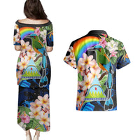 Personalised Nicaragua Couples Matching Puletasi Dress and Hawaiian Shirt Guardabarranco and Beauty Sacuanjoche Sprit LT9 - Wonder Print Shop