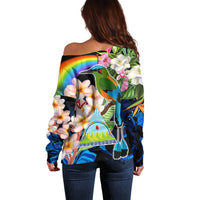 Personalised Nicaragua Off Shoulder Sweater Guardabarranco and Beauty Sacuanjoche Sprit - Wonder Print Shop