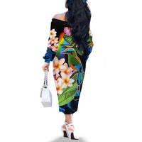 Personalised Nicaragua Off The Shoulder Long Sleeve Dress Guardabarranco and Beauty Sacuanjoche Sprit - Wonder Print Shop