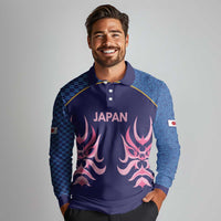 Twenty20 Japan Cricket Custom Long Sleeve Polo Shirt Retro Blue Version - Wonder Print Shop