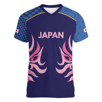 Twenty20 Japan Cricket Custom Women V-Neck T-Shirt Retro Blue Version - Wonder Print Shop