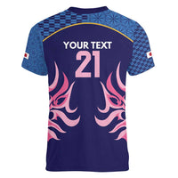Twenty20 Japan Cricket Custom Women V-Neck T-Shirt Retro Blue Version - Wonder Print Shop