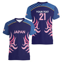 Twenty20 Japan Cricket Custom Women V-Neck T-Shirt Retro Blue Version - Wonder Print Shop