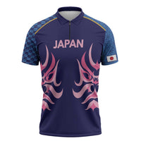 Twenty20 Japan Cricket Custom Zipper Polo Shirt Retro Blue Version - Wonder Print Shop