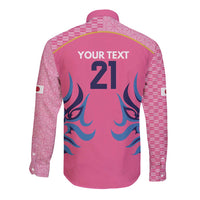 Twenty20 Japan Cricket Custom Long Sleeve Button Shirt Retro Pink Version - Wonder Print Shop