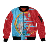 Custom Cricket Kuwait East Asia-Pacific Sleeve Zip Bomber Jacket Kuwait Chase for Triumph - Wonder Print Shop