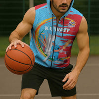 Custom Cricket Kuwait East Asia-Pacific Sleeveless Zip Hoodie Kuwait Chase for Triumph - Wonder Print Shop