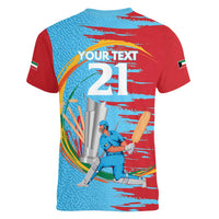 Custom Cricket Kuwait East Asia-Pacific Women V-Neck T-Shirt Kuwait Chase for Triumph - Wonder Print Shop