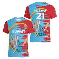 Custom Cricket Kuwait East Asia-Pacific Women V-Neck T-Shirt Kuwait Chase for Triumph - Wonder Print Shop