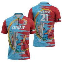 Custom Cricket Kuwait East Asia-Pacific Zipper Polo Shirt Kuwait Chase for Triumph - Wonder Print Shop