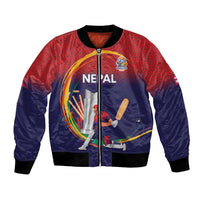 Custom Cricket Nepal East Asia-Pacific Bomber Jacket Nepal Cricket Crown Quest - Wonder Print Shop