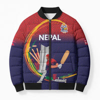 Custom Cricket Nepal East Asia-Pacific Bomber Puffer Jacket Nepal Cricket Crown Quest - Wonder Print Shop