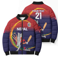 Custom Cricket Nepal East Asia-Pacific Bomber Puffer Jacket Nepal Cricket Crown Quest - Wonder Print Shop