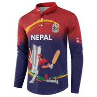 Custom Cricket Nepal East Asia-Pacific Button Sweatshirt Nepal Cricket Crown Quest - Wonder Print Shop