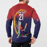 Custom Cricket Nepal East Asia-Pacific Button Sweatshirt Nepal Cricket Crown Quest - Wonder Print Shop