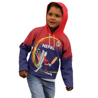 Custom Cricket Nepal East Asia-Pacific Kid Hoodie Nepal Cricket Crown Quest - Wonder Print Shop