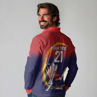Custom Cricket Nepal East Asia-Pacific Long Sleeve Polo Shirt Nepal Cricket Crown Quest - Wonder Print Shop
