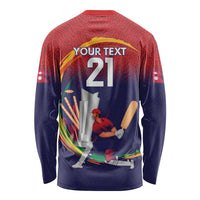 Custom Cricket Nepal East Asia-Pacific Long Sleeve Shirt Nepal Cricket Crown Quest - Wonder Print Shop