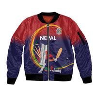 Custom Cricket Nepal East Asia-Pacific Sleeve Zip Bomber Jacket Nepal Cricket Crown Quest - Wonder Print Shop