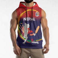 Custom Cricket Nepal East Asia-Pacific Sleeveless Hoodie Nepal Cricket Crown Quest - Wonder Print Shop