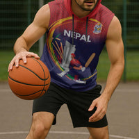 Custom Cricket Nepal East Asia-Pacific Sleeveless Hoodie Nepal Cricket Crown Quest - Wonder Print Shop