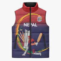 Custom Cricket Nepal East Asia-Pacific Sleeveless Puffer Jacket Nepal Cricket Crown Quest - Wonder Print Shop