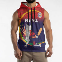 Custom Cricket Nepal East Asia-Pacific Sleeveless Zip Hoodie Nepal Cricket Crown Quest - Wonder Print Shop