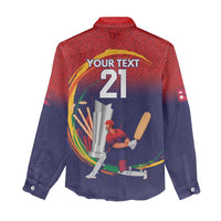 Custom Cricket Nepal East Asia-Pacific Women Casual Shirt Nepal Cricket Crown Quest - Wonder Print Shop