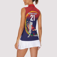 Custom Cricket Nepal East Asia-Pacific Women Sleeveless Polo Shirt Nepal Cricket Crown Quest - Wonder Print Shop