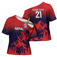 Custom Cricket Nepal East Asia-Pacific Cross Shoulder Shirt Nepal Rhinos Twenty20 - Wonder Print Shop