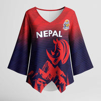 Custom Cricket Nepal East Asia-Pacific Kimono Sleeve Blouse Nepal Rhinos Twenty20 - Wonder Print Shop