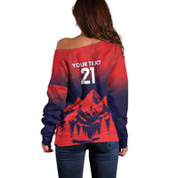 Custom Cricket Nepal East Asia-Pacific Off Shoulder Sweater Nepal Rhinos Twenty20 - Wonder Print Shop