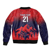 Custom Cricket Nepal East Asia-Pacific Sleeve Zip Bomber Jacket Nepal Rhinos Twenty20 - Wonder Print Shop
