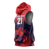 Custom Cricket Nepal East Asia-Pacific Sleeveless Hoodie Nepal Rhinos Twenty20 - Wonder Print Shop