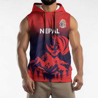 Custom Cricket Nepal East Asia-Pacific Sleeveless Hoodie Nepal Rhinos Twenty20 - Wonder Print Shop