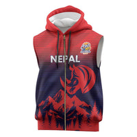 Custom Cricket Nepal East Asia-Pacific Sleeveless Zip Hoodie Nepal Rhinos Twenty20 - Wonder Print Shop