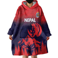 Custom Cricket Nepal East Asia-Pacific Wearable Blanket Hoodie Nepal Rhinos Twenty20 - Wonder Print Shop