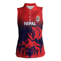 Custom Cricket Nepal East Asia-Pacific Women Sleeveless Polo Shirt Nepal Rhinos Twenty20 - Wonder Print Shop