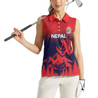 Custom Cricket Nepal East Asia-Pacific Women Sleeveless Polo Shirt Nepal Rhinos Twenty20 - Wonder Print Shop
