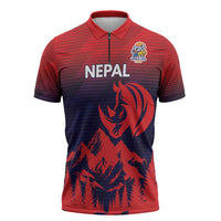 Custom Cricket Nepal East Asia-Pacific Zipper Polo Shirt Nepal Rhinos Twenty20 - Wonder Print Shop